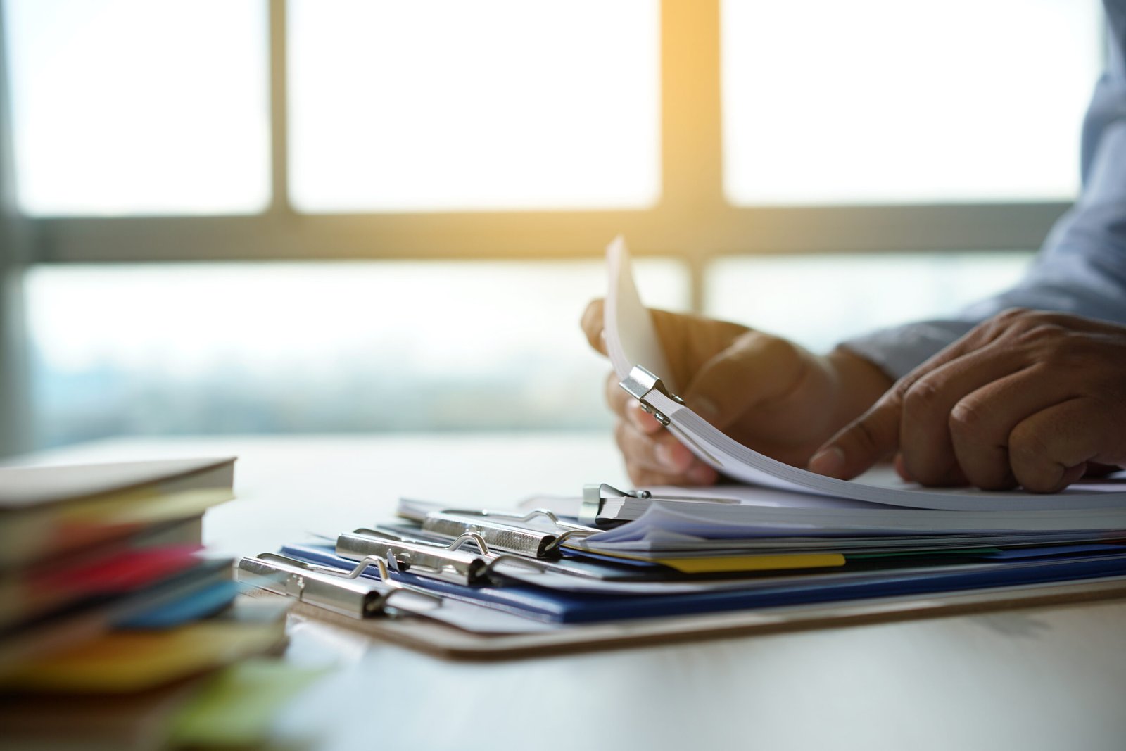 businessman working reading documents graph financial to job suc